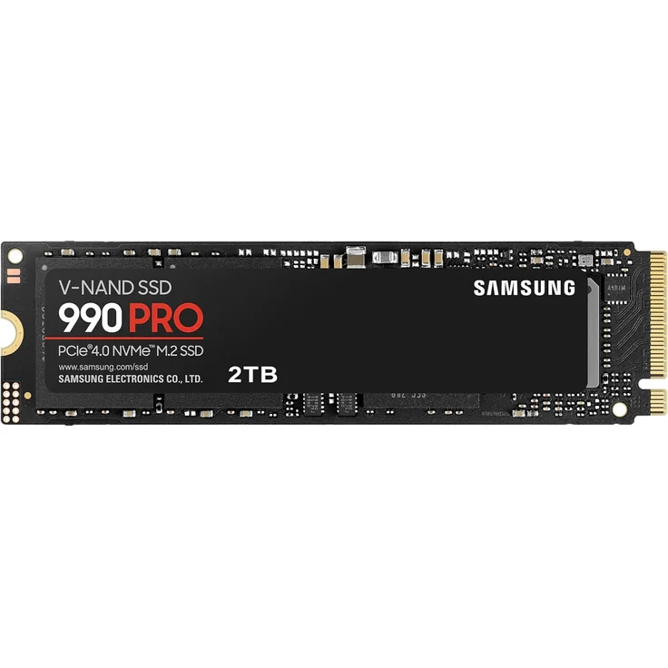 Samsung 990 Pro M.2 NVMe SSD (MZ-V9P2T0BW), 2 TB, PCIe 4.0, 7450 MB/s Lesen, 6900 MB/s Schreiben, Internes Solid State Drive, für Gaming und Videobearbeitung, Schwarz – Bild 1