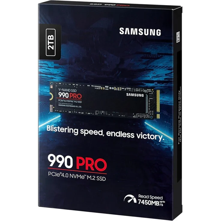 Samsung 990 Pro M.2 NVMe SSD (MZ-V9P2T0BW), 2 TB, PCIe 4.0, 7450 MB/s Lesen, 6900 MB/s Schreiben, Internes Solid State Drive, für Gaming und Videobearbeitung, Schwarz – Bild 6