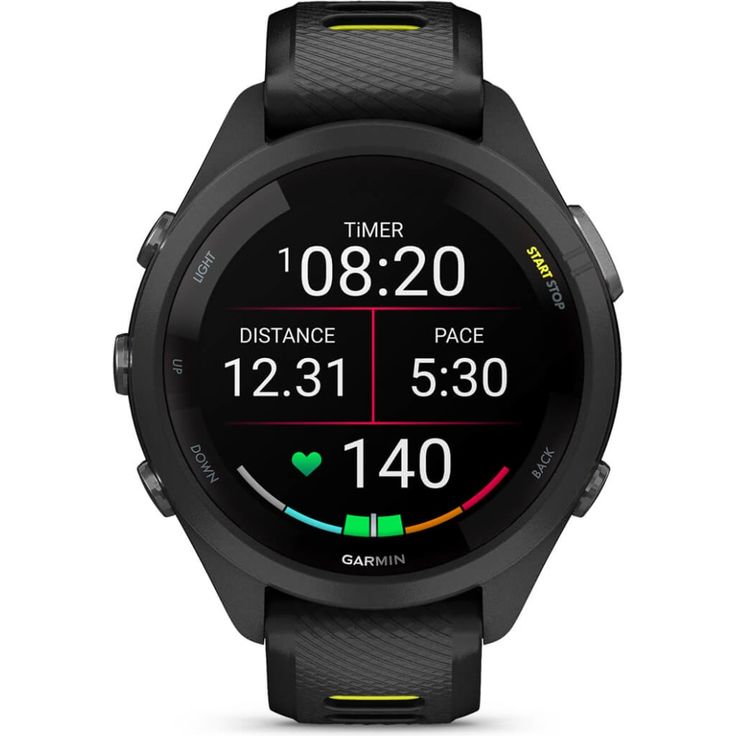 Garmin Forerunner 265S Smartwatch GPS, Unisex, 42mm, Polymergehäuse, Silikonarmband, Schwarz/Zitronengelb (010-02810-13) – Bild 2