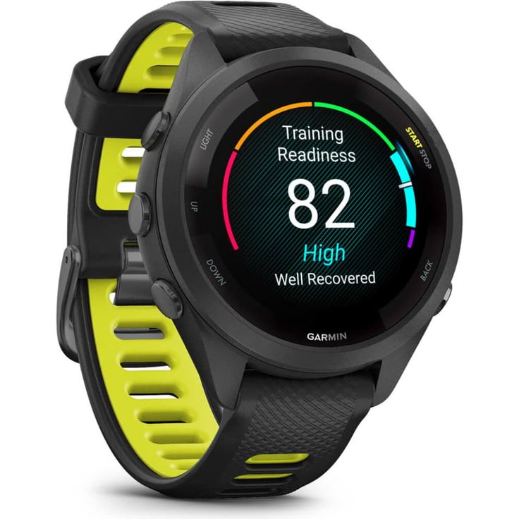 Garmin Forerunner 265S Smartwatch GPS, Unisex, 42mm, Polymergehäuse, Silikonarmband, Schwarz/Zitronengelb (010-02810-13) – Bild 3