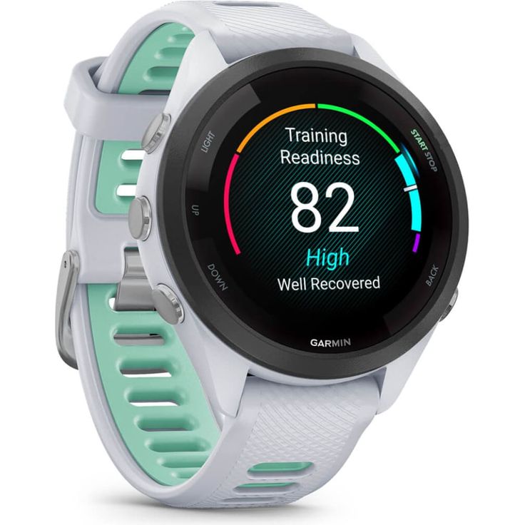 Garmin Forerunner 265S Smartwatch GPS, Unisex, 42mm, Polymergehäuse, Silikonarmband, Steinweiss/Mintgrün (010-02810-14) – Bild 3