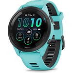 Garmin Forerunner 265 Smartwatch GPS, Unisex, 46mm, Polymergehäuse, Silikonarmband, Türkisblau/Schwarz (010-02810-12)