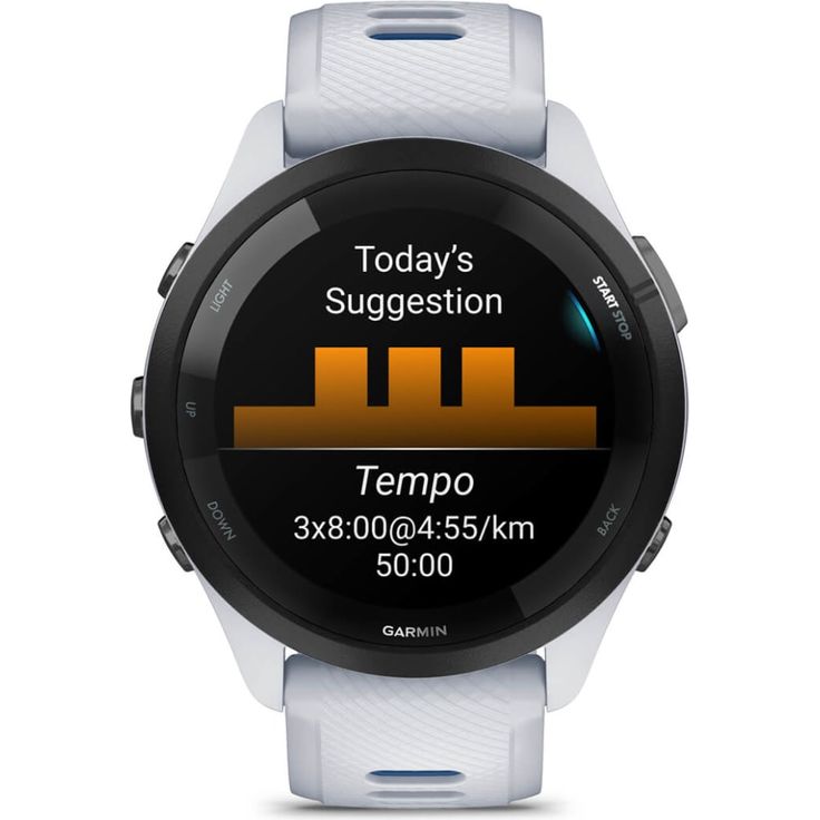 Garmin Forerunner 265 Smartwatch GPS, Unisex, 46mm, Polymergehäuse, Silikonarmband, Weiß/Dunkelblau (010-02810-11) – Bild 4