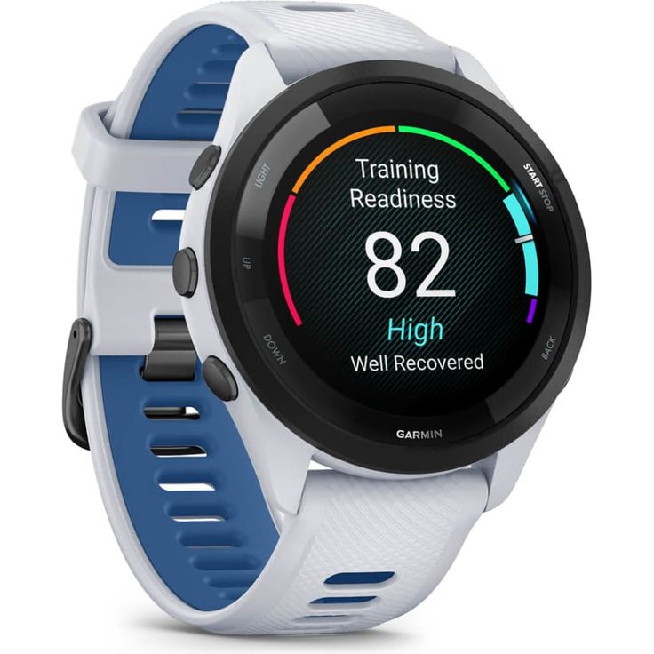 Garmin Forerunner 265 Smartwatch GPS, Unisex, 46mm, Polymergehäuse, Silikonarmband, Weiß/Dunkelblau (010-02810-11) – Bild 3