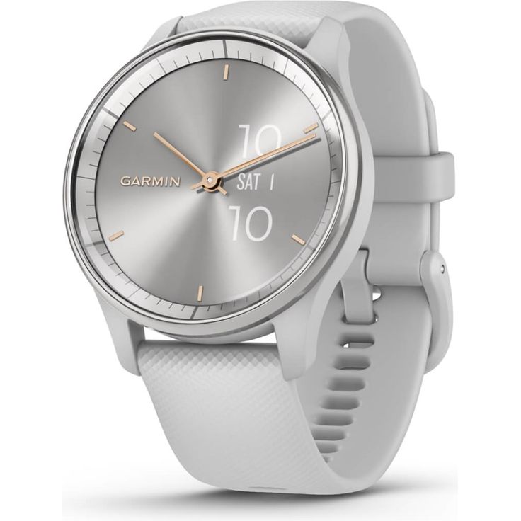 Garmin vívomove Trend Smartwatch GPS, Unisex, 40 mm, Edelstahlgehäuse, Silikonarmband, Silber (010-02665-03) – Bild 1