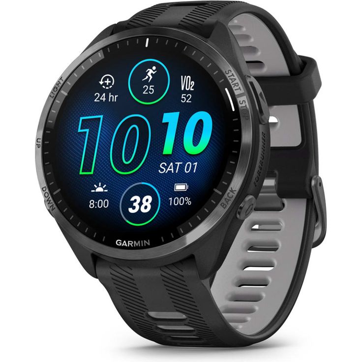 Garmin Forerunner 965 Smartwatch GPS, Unisex, 47mm, Titangehäuse, Silikonarmband, Schwarz/Hellgrau (010-02809-10)