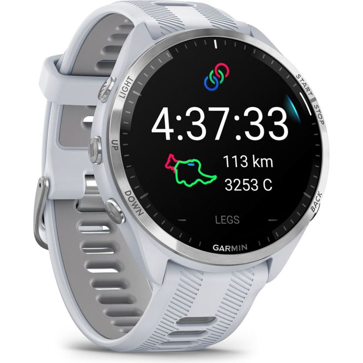 Garmin Forerunner 965 Smartwatch GPS, Unisex, 47mm, Titangehäuse, Silikonarmband, Steinweiß/Hellgrau (010-02809-11) – Bild 3