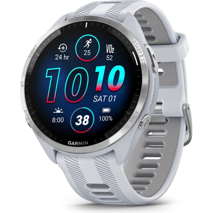 Garmin Forerunner 965 Smartwatch GPS, Unisex, 47mm, Titangehäuse, Silikonarmband, Steinweiß/Hellgrau (010-02809-11) – Bild 1