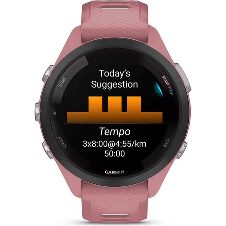 Garmin Forerunner 265S Smartwatch GPS, Unisex, 42mm, Polymergehäuse, Silikonarmband, Altrosa/Steinweiß (010-02810-15) – Bild 4
