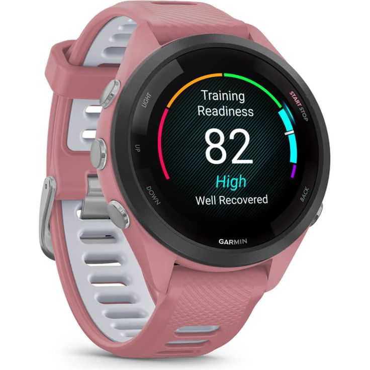 Garmin Forerunner 265S Smartwatch GPS, Unisex, 42mm, Polymergehäuse, Silikonarmband, Altrosa/Steinweiß (010-02810-15) – Bild 3