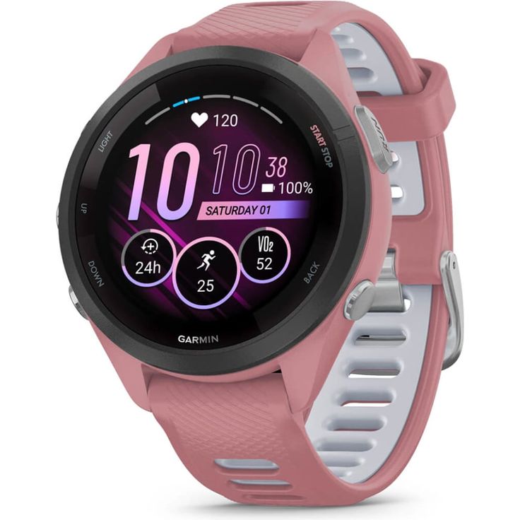 Garmin Forerunner 265S Smartwatch GPS, Unisex, 42mm, Polymergehäuse, Silikonarmband, Altrosa/Steinweiß (010-02810-15)