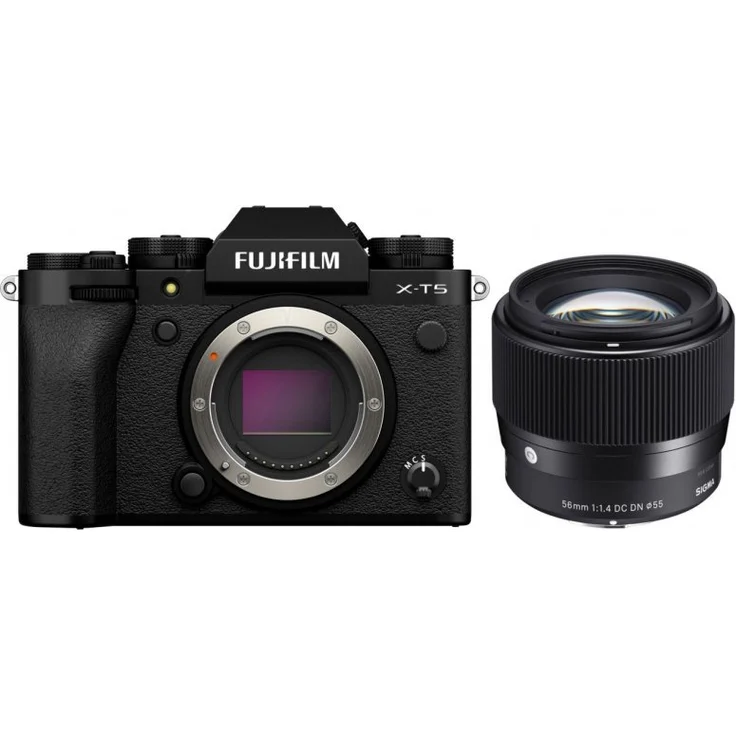 Fujifilm X-T5 Systemkamera, Gehäuse, silber + Sigma 56mm f1,4 DC DN – Bild 1