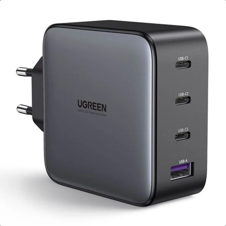 UGREEN USB-A+3xUSB-C 100W GaN Tech Fast Wall Charger EU Black – Bild 1