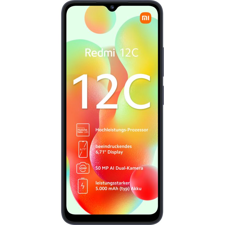 Xiaomi Redmi 12C Smartphone 17,043cm (6,71 Zoll) IPS-Display, 128GB interner Speicher, 4GB RAM, Dual-SIM, Android 12, Black – Bild 2