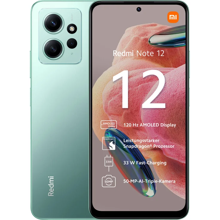 Xiaomi Redmi Note 12 4G Smartphone 16,942cm (6,67 Zoll) AMOLED-Display, 128GB interner Speicher, 4GB RAM, Dual-SIM, Android 13, Mint Green – Bild 1