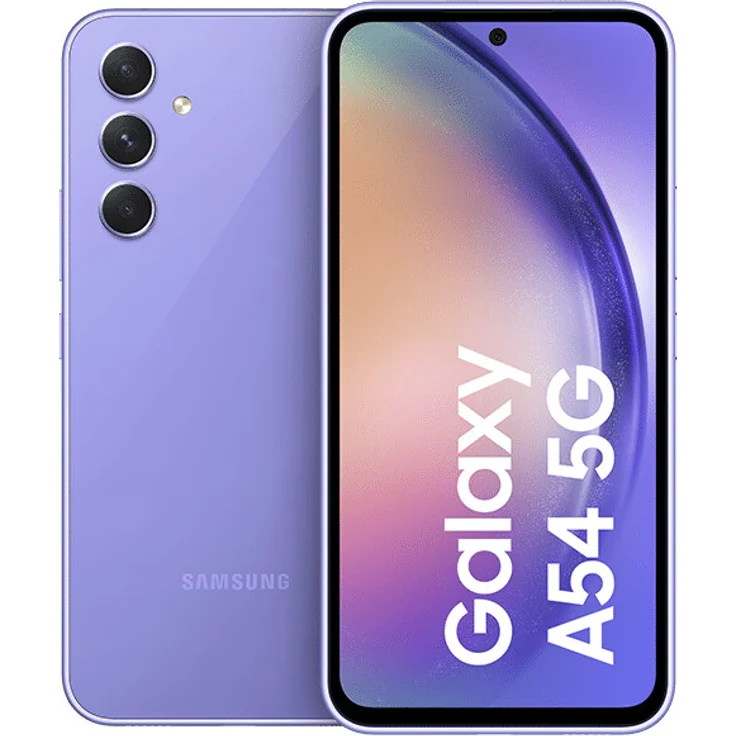Samsung Galaxy A54 5G Smartphone 16,256cm (6,4 Zoll) AMOLED-Display, 128GB interner Speicher, 8GB RAM, Dual-SIM, Android 13, Awesome Violet – Bild 1