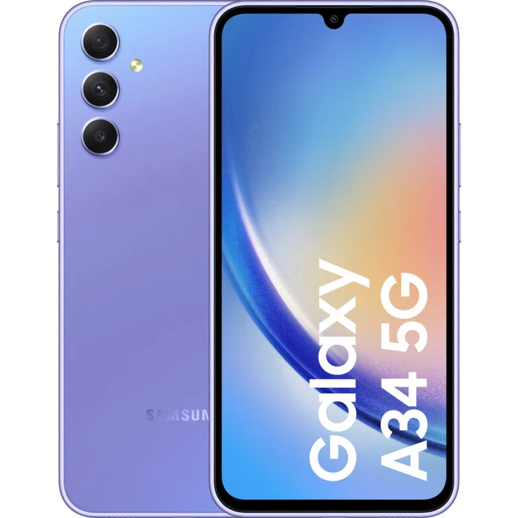 Samsung Galaxy A34 5G Smartphone 16,764 cm (6,6 Zoll) AMOLED-Display, 256GB interner Speicher, 8GB RAM, Dual-SIM, Android 13, Awesome Violet – Bild 1