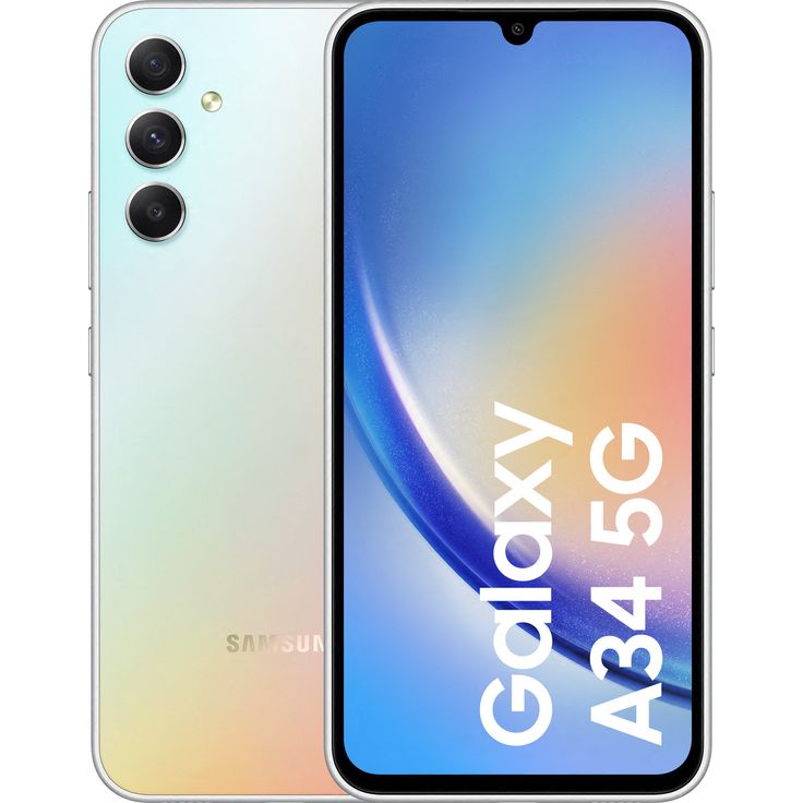 Samsung Galaxy A34 5G Smartphone 16,764 cm (6,6 Zoll) AMOLED-Display, 256GB interner Speicher, 8GB RAM, Dual-SIM, Android 13, Awesome Silver – Bild 1