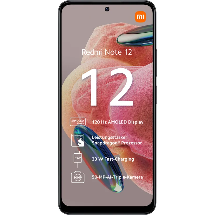 Xiaomi Redmi Note 12 4G Smartphone 16,942cm (6,67 Zoll) AMOLED-Display, 128GB interner Speicher, 4GB RAM, Dual-SIM, Android 13, Onyx Gray – Bild 2