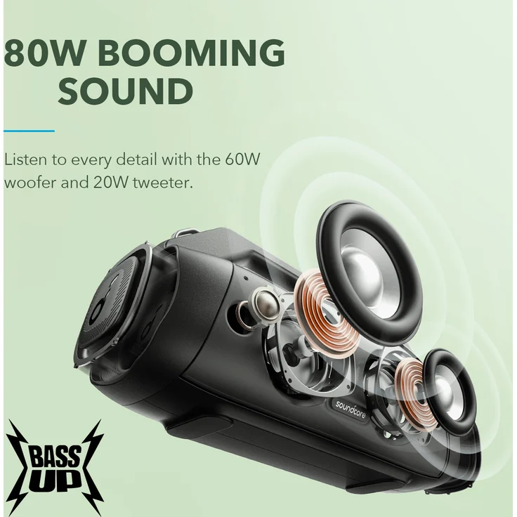 Anker Soundcore Motion Boom Plus tragbarer Bluetooth-Lautsprecher, wasserfest, IP67 mit PartyCast 2.0, schwarz – Bild 3