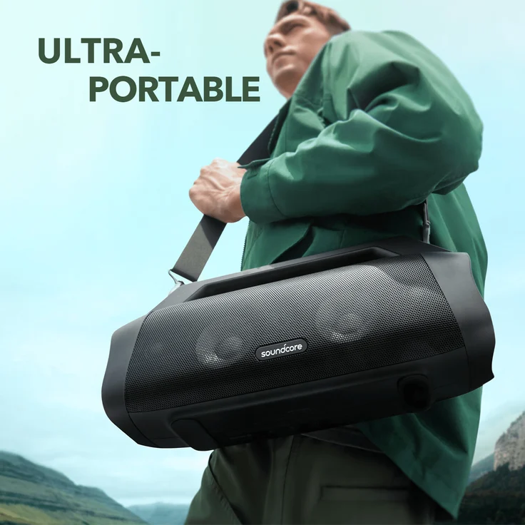Anker Soundcore Motion Boom Plus tragbarer Bluetooth-Lautsprecher, wasserfest, IP67 mit PartyCast 2.0, schwarz – Bild 2