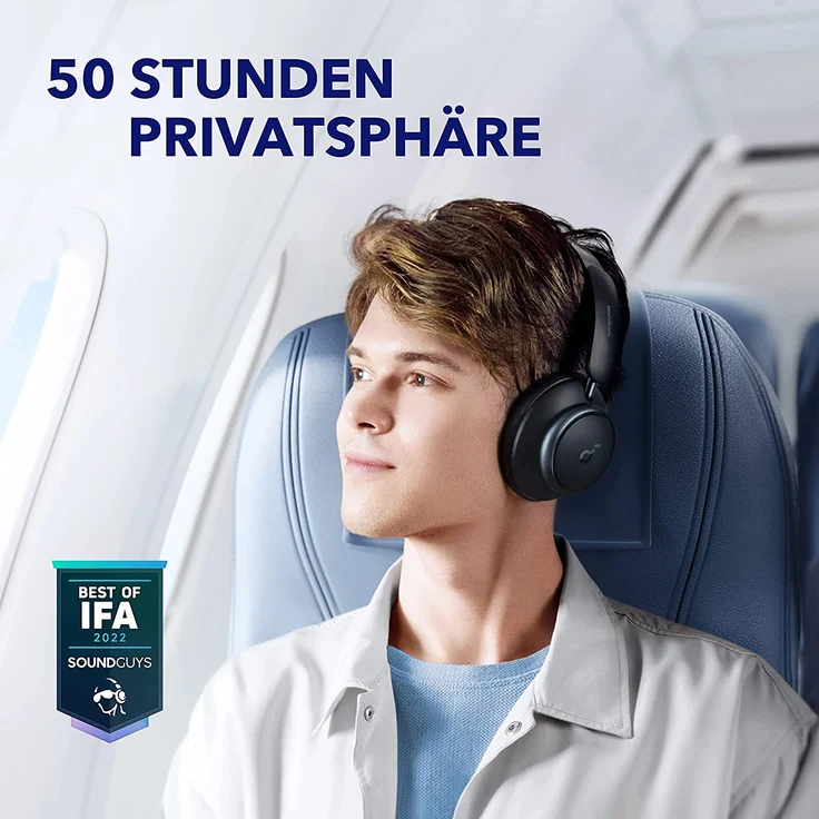 Anker Soundcore Space Q45 Over-Ear-Kopfhörer (Schnellladefunktion (5 Minuten für 4 h Laufzeit)), schwarz – Bild 2