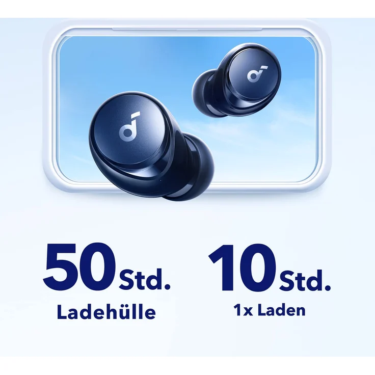 Anker Soundcore A40 In-Ear-Kopfhörer (Schnellladefunktion (10 Minuten für 4 h Laufzeit), Freisprechfunktion, MultiPoint), blau – Bild 4