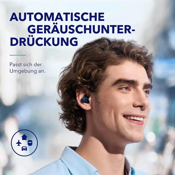 Anker Soundcore A40 In-Ear-Kopfhörer (Schnellladefunktion (10 Minuten für 4 h Laufzeit), Freisprechfunktion, MultiPoint), blau – Bild 3