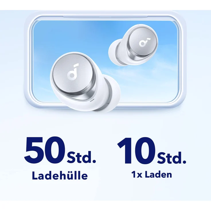 Anker Soundcore A40 In-Ear-Kopfhörer (Schnellladefunktion (10 Minuten für 4 h Laufzeit), Freisprechfunktion, MultiPoint), weiß – Bild 4