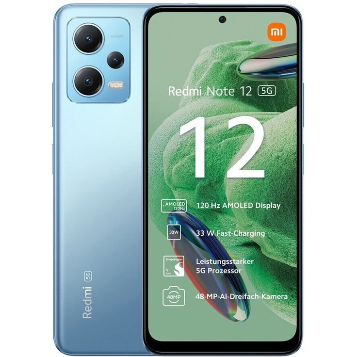 Xiaomi Redmi Note 12 5G Smartphone 16,942cm (6,67 Zoll) AMOLED-Display, 128GB interner Speicher, Dual-SIM, Android 12, Ice Blue – Bild 1