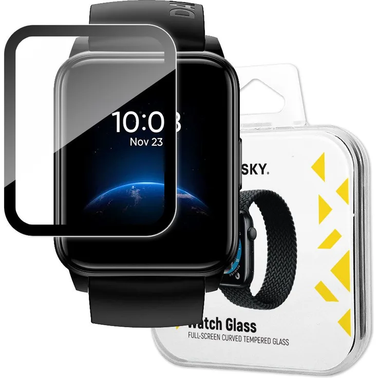 WOZINSKY Watch Glass Hybridglas für Realme Watch 2 schwarz