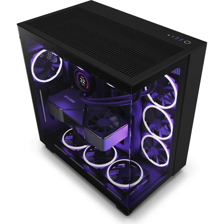 NZXT H9 Flow All Black Tower-Gehäuse, schwarz, Tempered Glass – Bild 1