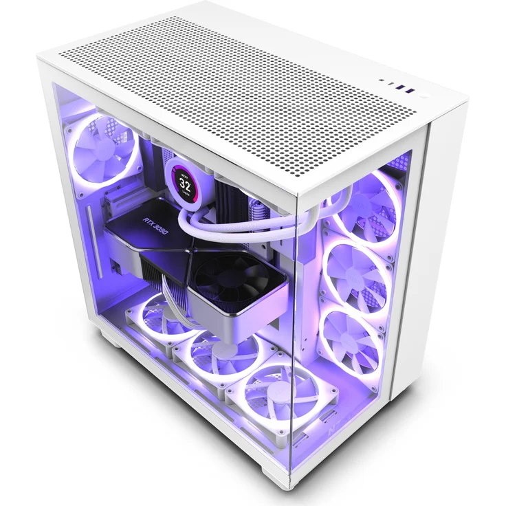 NZXT H9 Flow All White Tower-Gehäuse, weiß, Tempered Glass – Bild 1