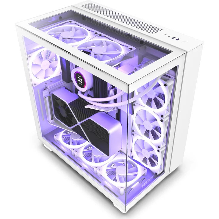 NZXT H9 Elite All White Tower-Gehäuse, weiß, Tempered Glass – Bild 1