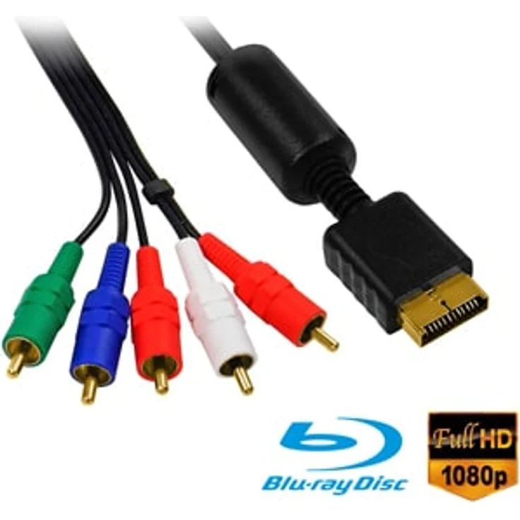 Eaxus PS2 / PS3 YUV Komponenten Kabel 1,5 m, Component für TV, Monitor, Beamer – Bild 1
