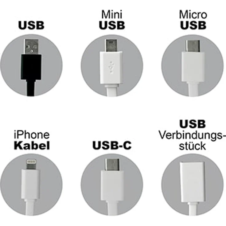 Eaxus Ladekabel 5in1 mit Mini, Micro-USB Stecker, Typ C, für iPhone 13 – Bild 2