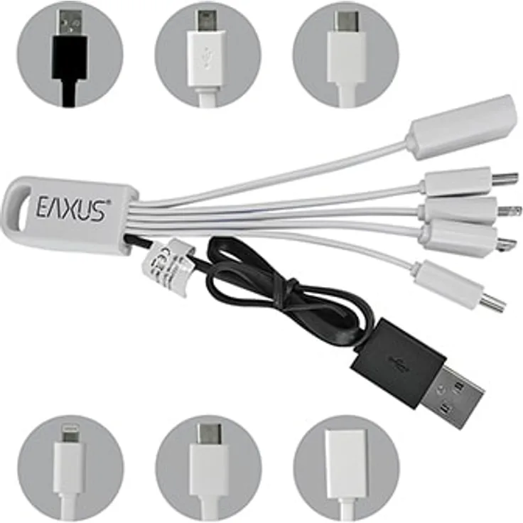 Eaxus Ladekabel 5in1 mit Mini, Micro-USB Stecker, Typ C, für iPhone 13