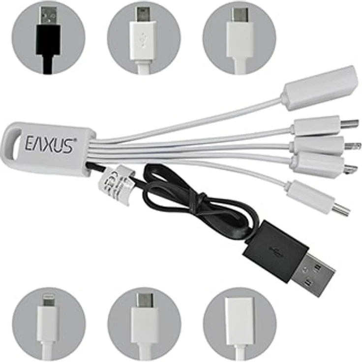 Eaxus Ladekabel 5in1 mit Mini, Micro-USB Stecker, Typ C, für iPhone 13 – Bild 1