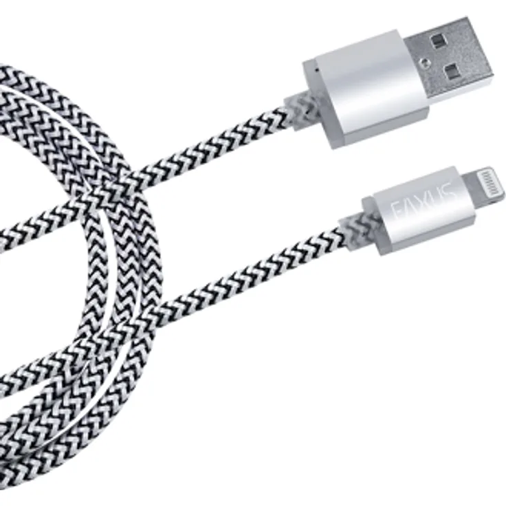 Eaxus USB 8pin Daten-Ladekabel silbern, 3m iPhone 5-XR iPad Anti-Bruch