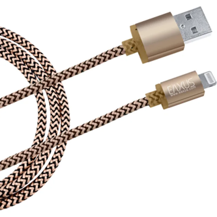 Eaxus Daten-/Ladekabel 8pin USB, Gold, 3 m für iPhone 5 bis 12 Pro, iPad, Anti-Bruch