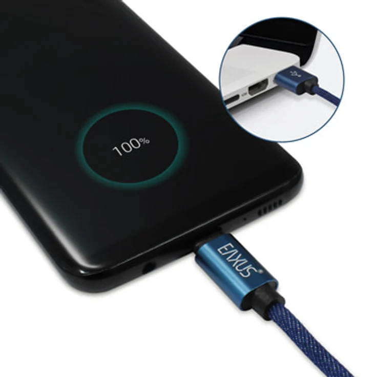 Eaxus USB-C Lade- Datenkabel 1m Anti-Bruch im Jeans Design, iPad Pro – Bild 2