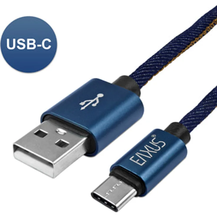 Eaxus USB-C Lade- Datenkabel 1m Anti-Bruch im Jeans Design, iPad Pro