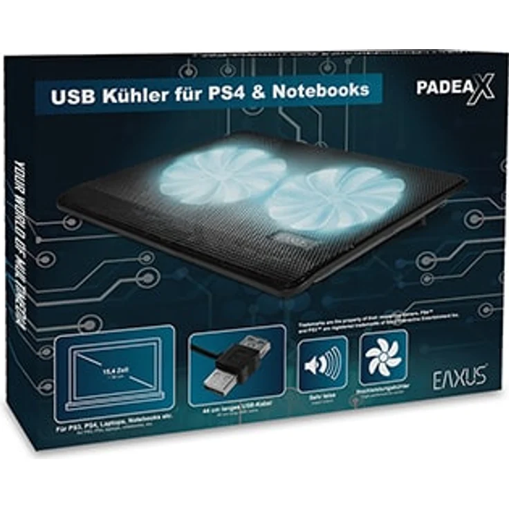 Eaxus USB Lüfter Padeax für PlayStation 4 und Laptops, blaue LED Lichter, Premium – Bild 8