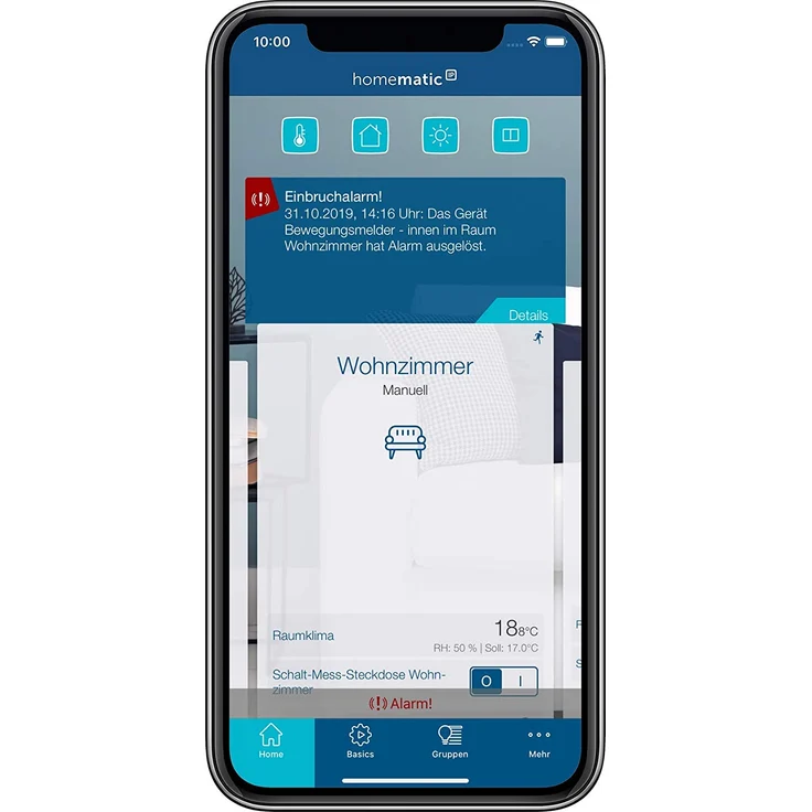 Homematic IP HmIP-SMI55 Smart Home Bewegungsmelder im 55er-Rahmen – innen, Zubehör für Ihr Homematic IP Smart Home mit App-Funktion, für Alarmlösung, schaltet Leuchten, Wandschalter, Energie sparen (151769A0) – Bild 5