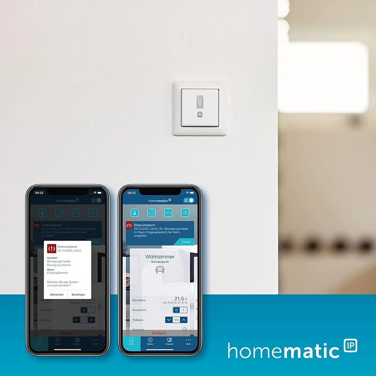 Homematic IP HmIP-SMI55 Smart Home Bewegungsmelder im 55er-Rahmen – innen, Zubehör für Ihr Homematic IP Smart Home mit App-Funktion, für Alarmlösung, schaltet Leuchten, Wandschalter, Energie sparen (151769A0) – Bild 3