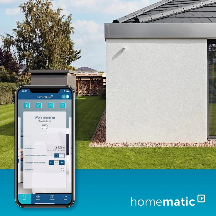 Homematic IP HmIP-SMO Smart Home Bewegungsmelder mit Dämmerungssensor – außen, Zubehör für Ihr Homematic IP Smart Home, Bewegungserkennung, schaltet Leuchten, Energie sparen, weiß (142809A0) – Bild 5