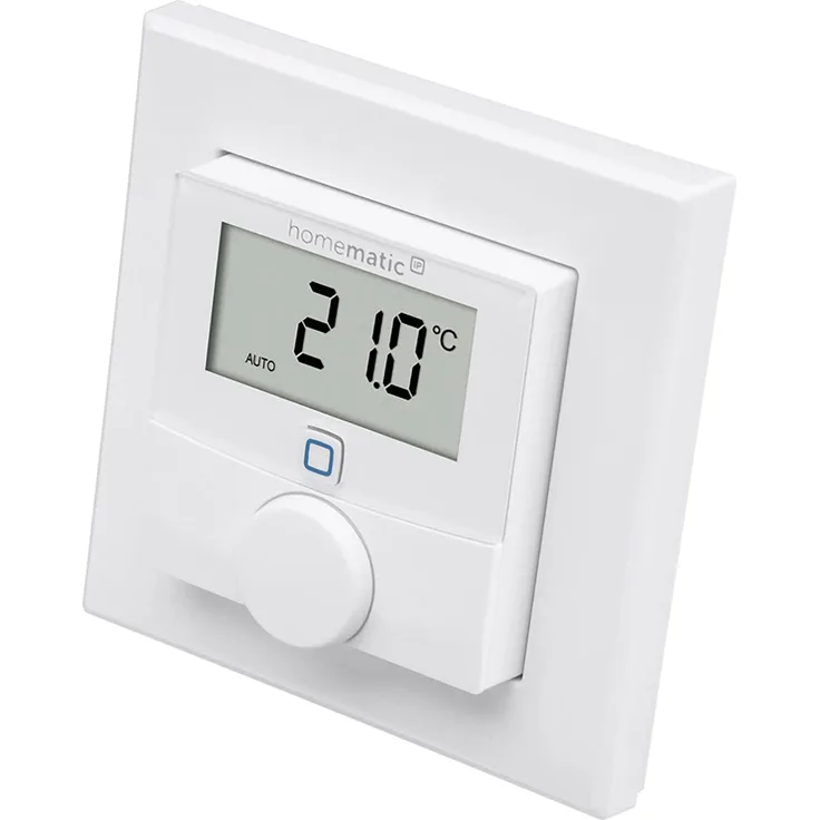 Homematic IP HmIP-WTH-1 Smart Home Wandthermostat mit Luftfeuchtigkeitssensor (V2), digitales Thermostat Heizkörper/Fußbodenheizung mit App, Amazon Alexa, Google Assistant, Temperaturmessung, Energie sparen (156669A0)