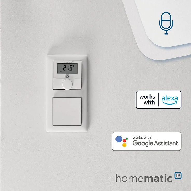 Homematic IP HmIP-WTH-1 Smart Home Wandthermostat mit Luftfeuchtigkeitssensor (V2), digitales Thermostat Heizkörper/Fußbodenheizung mit App, Amazon Alexa, Google Assistant, Temperaturmessung, Energie sparen (156669A0) – Bild 6