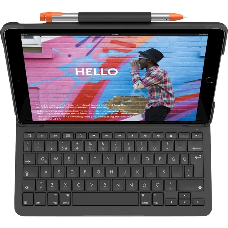 Logitech Slim Folio, Tablet-Tastatur, für Apple 10.9" iPad Air (4. Generation), QWERTZ, grau (920-011423) – Bild 6