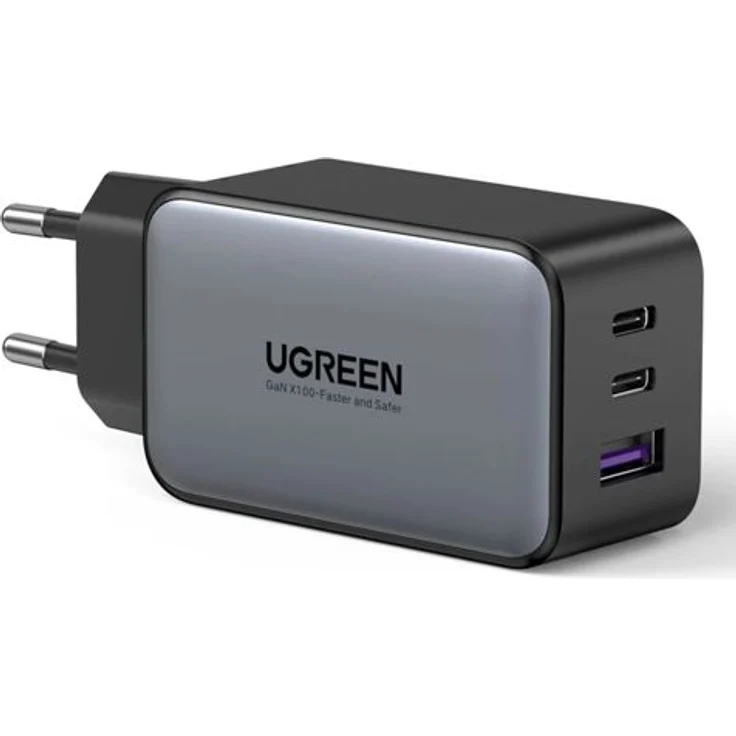 UGREEN USB-A+2xUSB-C 65W GaN Tech Fast Wall Charger EU Black – Bild 1